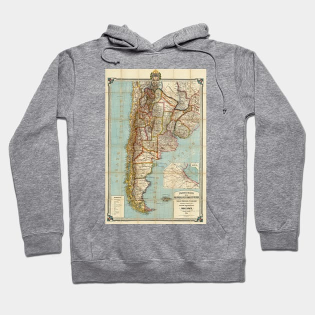 Vintage Map of Lower South America (1914) Hoodie by Bravuramedia